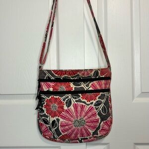 VERA BRADLEY Triple Zip Hipster Cherry Blossom Floral Crossbody Bag